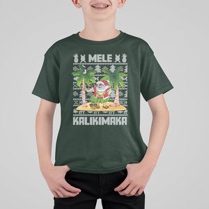 Mele Kalikimaka Santa Hawaiian Christmas Hula Dance T Shirt For Kid TS09 Dark Forest Green Printyourwear