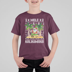 Mele Kalikimaka Santa Hawaiian Christmas Hula Dance T Shirt For Kid TS09 Maroon Printyourwear