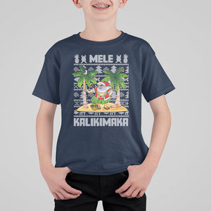 Mele Kalikimaka Santa Hawaiian Christmas Hula Dance T Shirt For Kid TS09 Navy Printyourwear