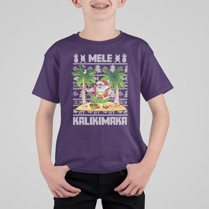 Mele Kalikimaka Santa Hawaiian Christmas Hula Dance T Shirt For Kid TS09 Purple Printyourwear