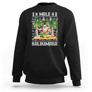 Mele Kalikimaka Santa Hawaiian Christmas Hula Dance Sweatshirt TS09 Black Printyourwear