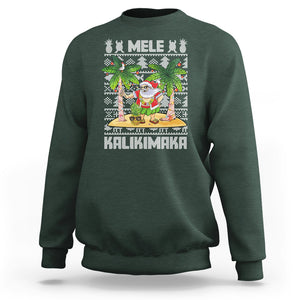 Mele Kalikimaka Santa Hawaiian Christmas Hula Dance Sweatshirt TS09 Dark Forest Green Printyourwear