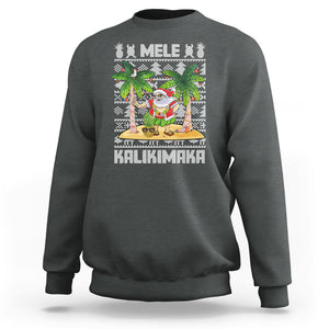 Mele Kalikimaka Santa Hawaiian Christmas Hula Dance Sweatshirt TS09 Dark Heather Printyourwear