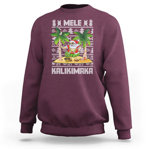 Mele Kalikimaka Santa Hawaiian Christmas Hula Dance Sweatshirt TS09 Maroon Printyourwear