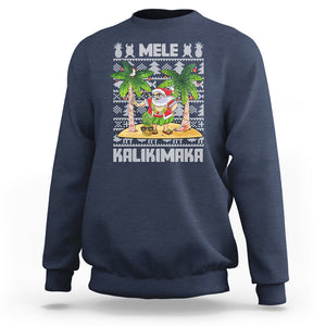 Mele Kalikimaka Santa Hawaiian Christmas Hula Dance Sweatshirt TS09 Navy Printyourwear