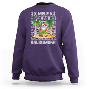 Mele Kalikimaka Santa Hawaiian Christmas Hula Dance Sweatshirt TS09 Purple Printyourwear