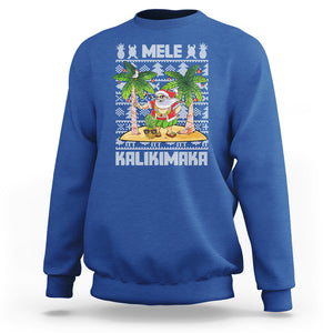 Mele Kalikimaka Santa Hawaiian Christmas Hula Dance Sweatshirt TS09 Royal Blue Printyourwear