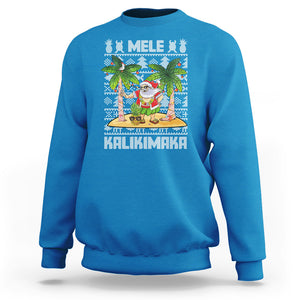 Mele Kalikimaka Santa Hawaiian Christmas Hula Dance Sweatshirt TS09 Sapphire Printyourwear