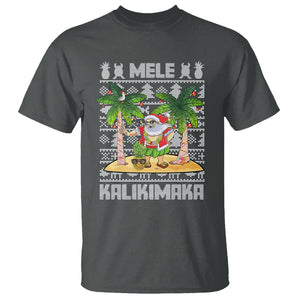 Mele Kalikimaka Santa Hawaiian Christmas Hula Dance T Shirt TS09 Dark Heather Printyourwear