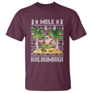 Mele Kalikimaka Santa Hawaiian Christmas Hula Dance T Shirt TS09 Maroon Printyourwear