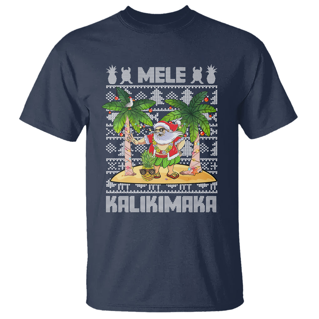 Mele Kalikimaka Santa Hawaiian Christmas Hula Dance T Shirt TS09 Navy Printyourwear