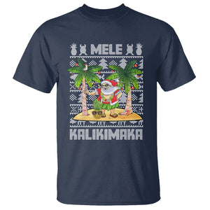 Mele Kalikimaka Santa Hawaiian Christmas Hula Dance T Shirt TS09 Navy Printyourwear