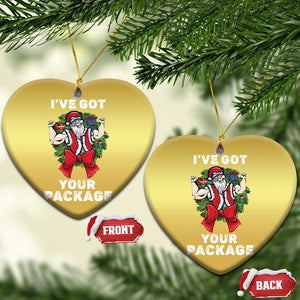 Funny Xmas Christmas Ornament I've Got Your Package Santa Gymer TS09 Heart Gold Print Your Wear