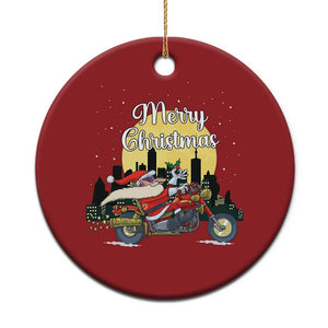 Funny Xmas Riding Christmas Ornament Santa Riding Motorcycle Biker TS09 Print Your Wear