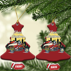 Funny Xmas Riding Christmas Ornament Santa Riding Motorcycle Biker TS09 Christmas Tree Red Print Your Wear