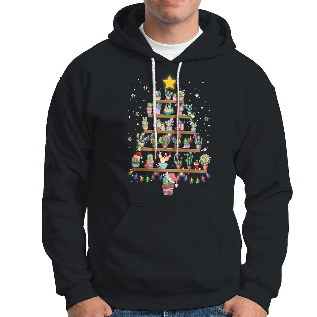 Succulent Christmas Tree Cactus Gardener Hoodie TS09 Black Printyourwear