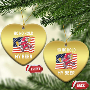 Xmas In Hawaii Christmas Ornament Ho Ho Hold My Beer Drunk Santa USA Flag TS09 Heart Gold Print Your Wear