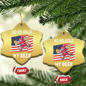 Xmas In Hawaii Christmas Ornament Ho Ho Hold My Beer Drunk Santa USA Flag TS09 Snow Flake Gold Print Your Wear