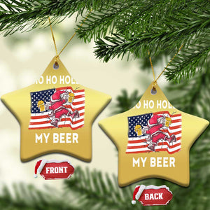 Xmas In Hawaii Christmas Ornament Ho Ho Hold My Beer Drunk Santa USA Flag TS09 Star Gold Print Your Wear