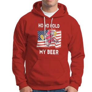 Funny Drunk Santa Christmas Hoodie Ho Ho Hold My Beer USA Flag TS09 Red Printyourwear