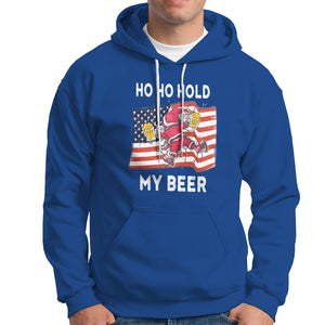 Funny Drunk Santa Christmas Hoodie Ho Ho Hold My Beer USA Flag TS09 Royal Blue Printyourwear