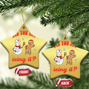 Funny Xmas Nurse Christmas Ornament Did You Try Icing It? Snowman Nurse Snap Gingerbread TS09 Star Gold Print Your Wear