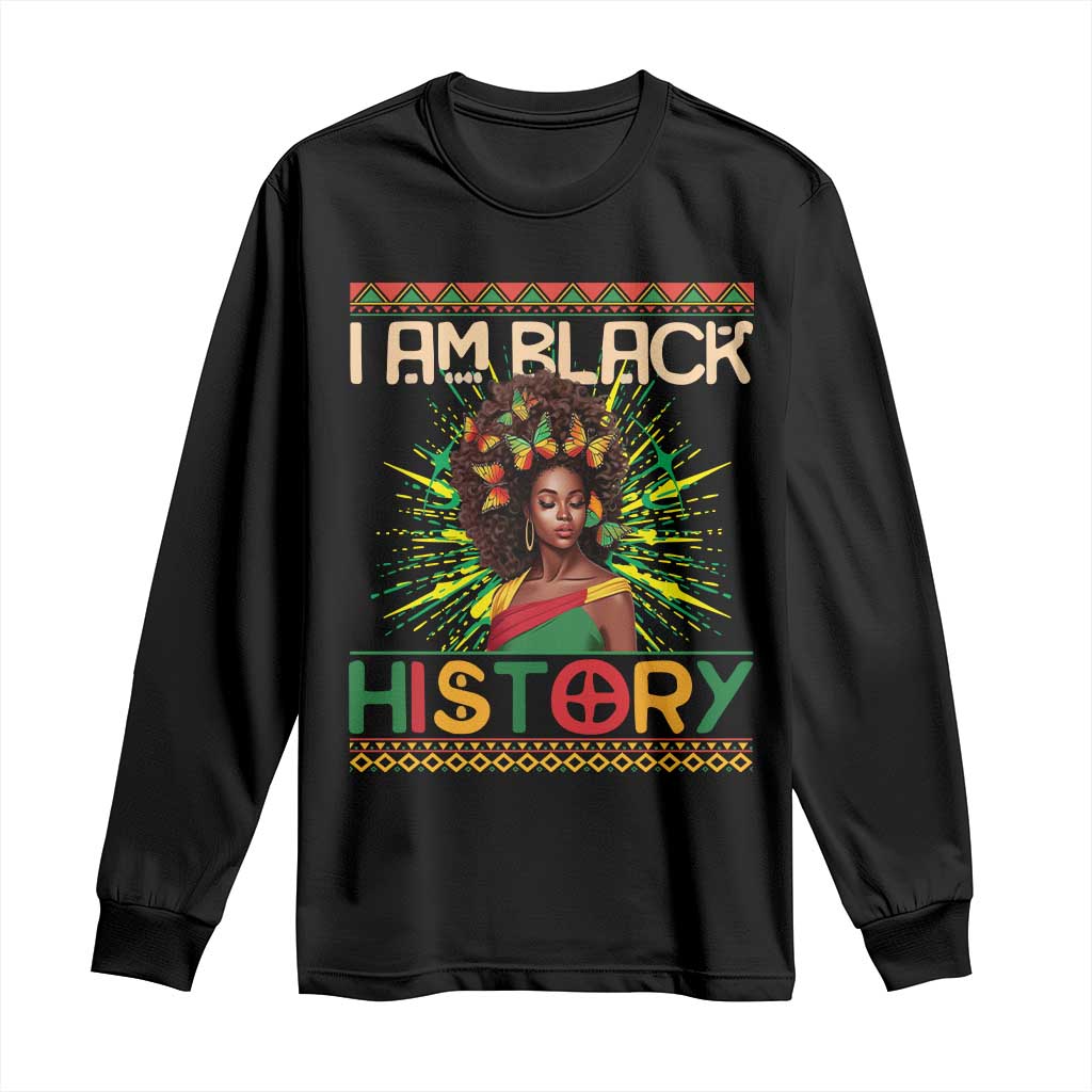 I Am Black History Long Sleeve Shirt Pretty African American Women Butterfly TS09 Black Print Your Wear