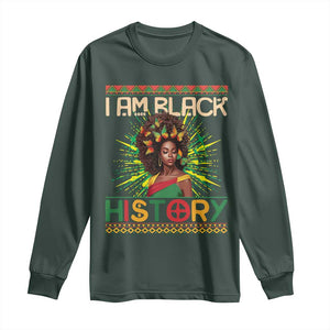 I Am Black History Long Sleeve Shirt Pretty African American Women Butterfly TS09 Dark Forest Green Print Your Wear