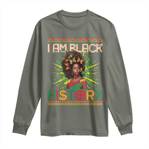 I Am Black History Long Sleeve Shirt Pretty African American Women Butterfly TS09 Military Green Print Your Wear