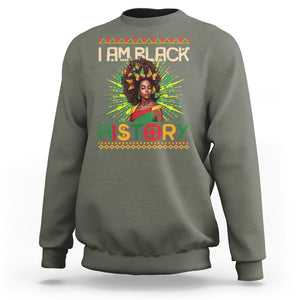 I Am Black History African American Women Pretty Butterfly Sweatshirt TS09 Military Green Printyourwear