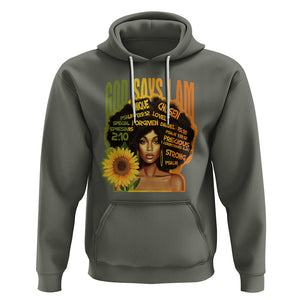 God Says I Am Melanin Strong Unique Black Women Sunflower Hoodie TS09 Military Green Printyourwear