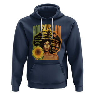 God Says I Am Melanin Strong Unique Black Women Sunflower Hoodie TS09 Navy Printyourwear