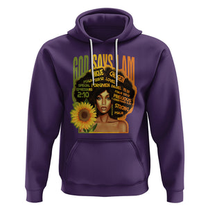 God Says I Am Melanin Strong Unique Black Women Sunflower Hoodie TS09 Purple Printyourwear