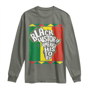 African American Pride Long Sleeve Shirt Black History Is American History TS09 Military Green Print Your Wear