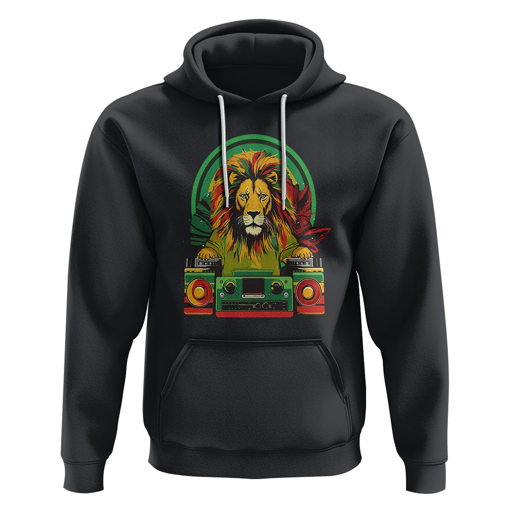 Rasta Reggae Music Headphones Jamaican Pride Lion Boombox Hoodie TS09 Black Printyourwear