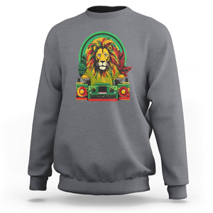 Rasta Reggae Music Headphones Jamaican Pride Lion Boombox Sweatshirt TS09 Charcoal Printyourwear