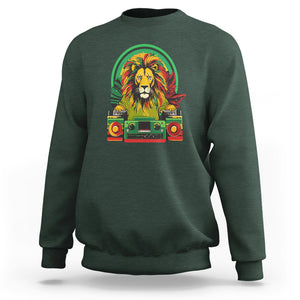 Rasta Reggae Music Headphones Jamaican Pride Lion Boombox Sweatshirt TS09 Dark Forest Green Printyourwear