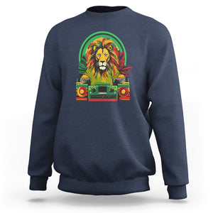 Rasta Reggae Music Headphones Jamaican Pride Lion Boombox Sweatshirt TS09 Navy Printyourwear