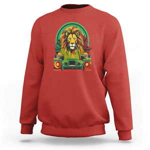 Rasta Reggae Music Headphones Jamaican Pride Lion Boombox Sweatshirt TS09 Red Printyourwear