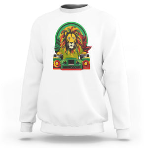 Rasta Reggae Music Headphones Jamaican Pride Lion Boombox Sweatshirt TS09 White Printyourwear