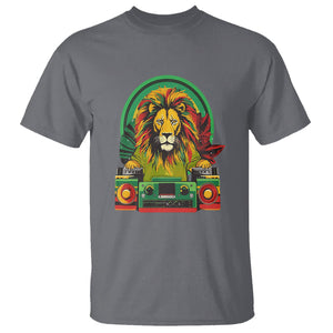 Rasta Reggae Music Headphones Jamaican Pride Lion Boombox T Shirt TS09 Charcoal Printyourwear