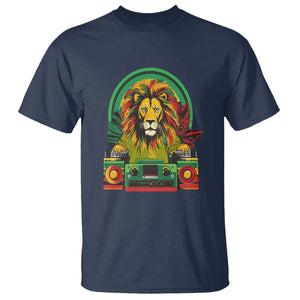 Rasta Reggae Music Headphones Jamaican Pride Lion Boombox T Shirt TS09 Navy Printyourwear