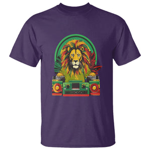 Rasta Reggae Music Headphones Jamaican Pride Lion Boombox T Shirt TS09 Purple Printyourwear