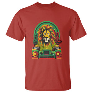 Rasta Reggae Music Headphones Jamaican Pride Lion Boombox T Shirt TS09 Red Printyourwear