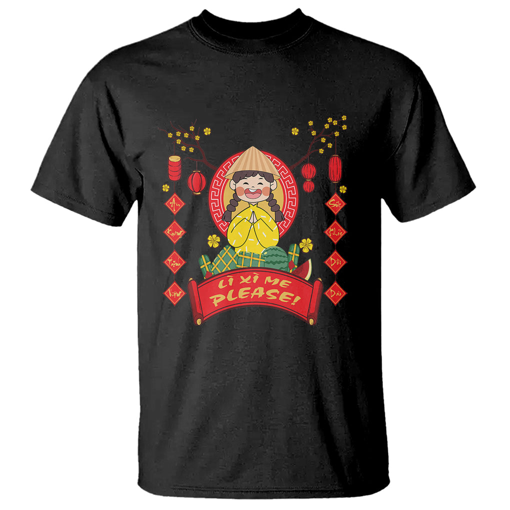 Vietnamese Lunar New Year T Shirt Li Xi Me Please Cute Girl Tet Traditional Vietnam Food TS09 Black Printyourwear