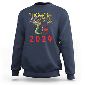 Vietnamese Lunar New Year Sweatshirt Tet Giap Thin Dragon Year 2024 Chuc Mung Nam Moi TS09 Navy Printyourwear