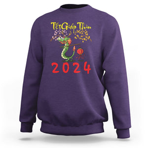 Vietnamese Lunar New Year Sweatshirt Tet Giap Thin Dragon Year 2024 Chuc Mung Nam Moi TS09 Purple Printyourwear