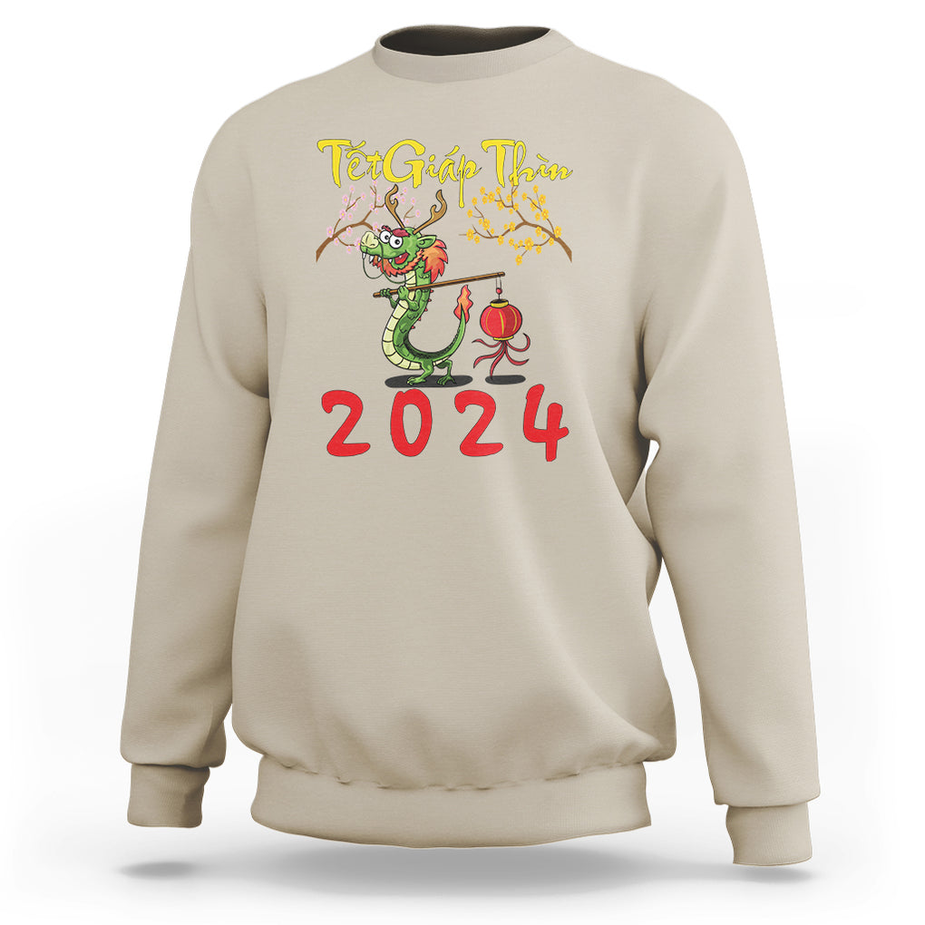 Vietnamese Lunar New Year Sweatshirt Tet Giap Thin Dragon Year 2024 Chuc Mung Nam Moi TS09 Sand Printyourwear