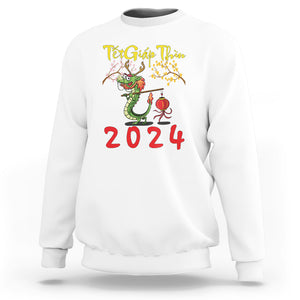 Vietnamese Lunar New Year Sweatshirt Tet Giap Thin Dragon Year 2024 Chuc Mung Nam Moi TS09 White Printyourwear