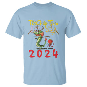 Vietnamese Lunar New Year T Shirt Tet Giap Thin Dragon Year 2024 Chuc Mung Nam Moi TS09 Light Blue Printyourwear